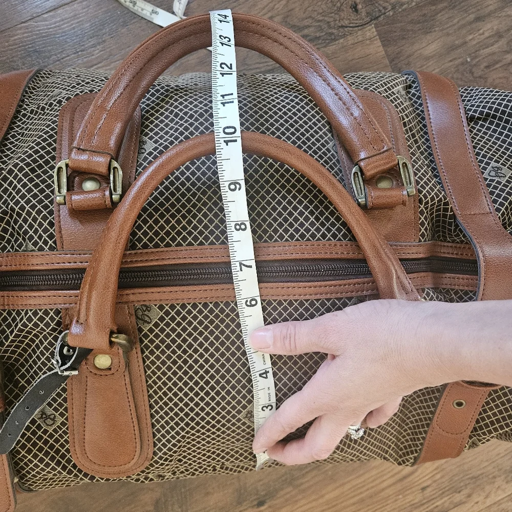 Bg Brown Leather Accent Travel Duffel Bag